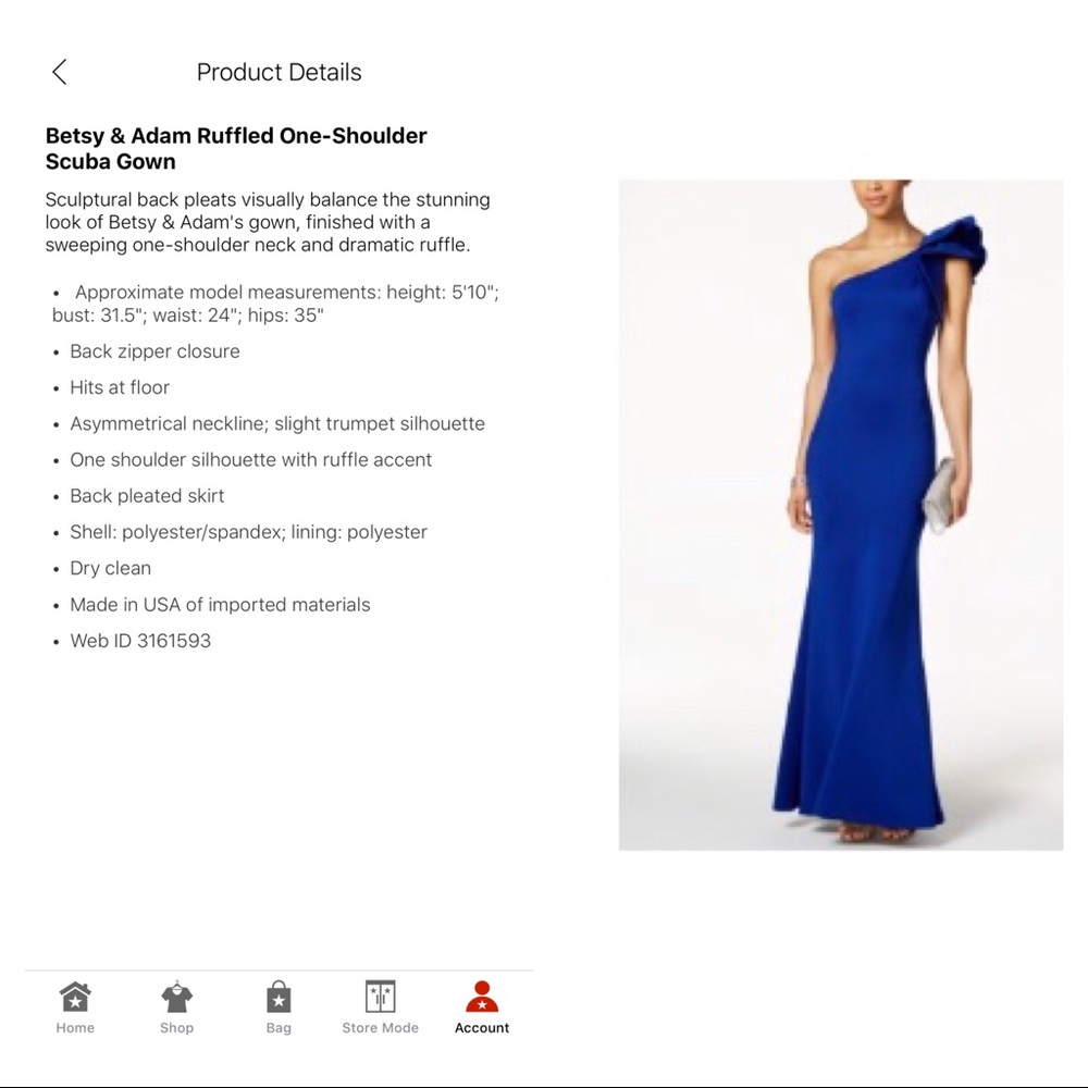 Royal blue one shoulder gown